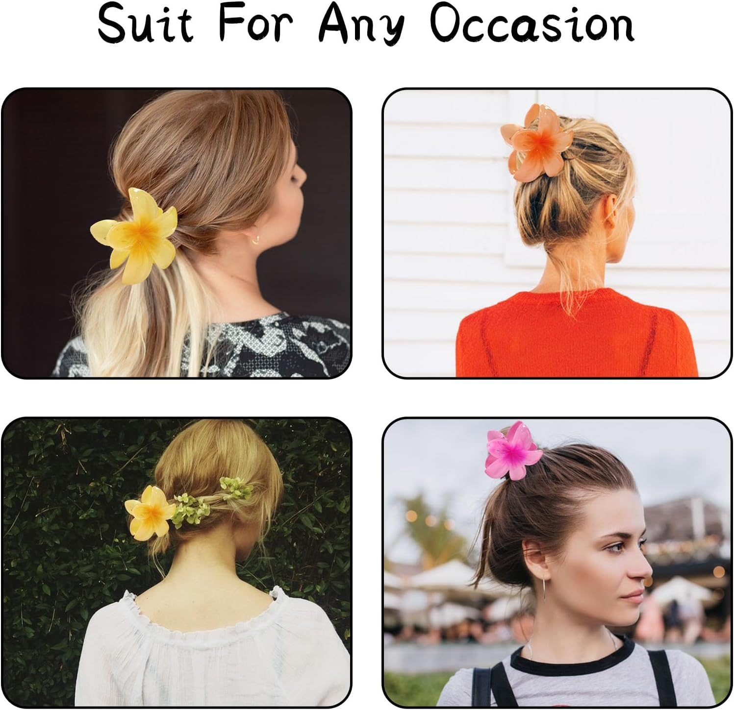 JASFLY Pack of 8 Flower Hair Clips, 4 Colours, Flower Hair Clips, Non-Slip Flower Hair Clips, Flower Hair Clip Can Be Used on Girls, Women, Thick and Thin Hair (8 Cm)