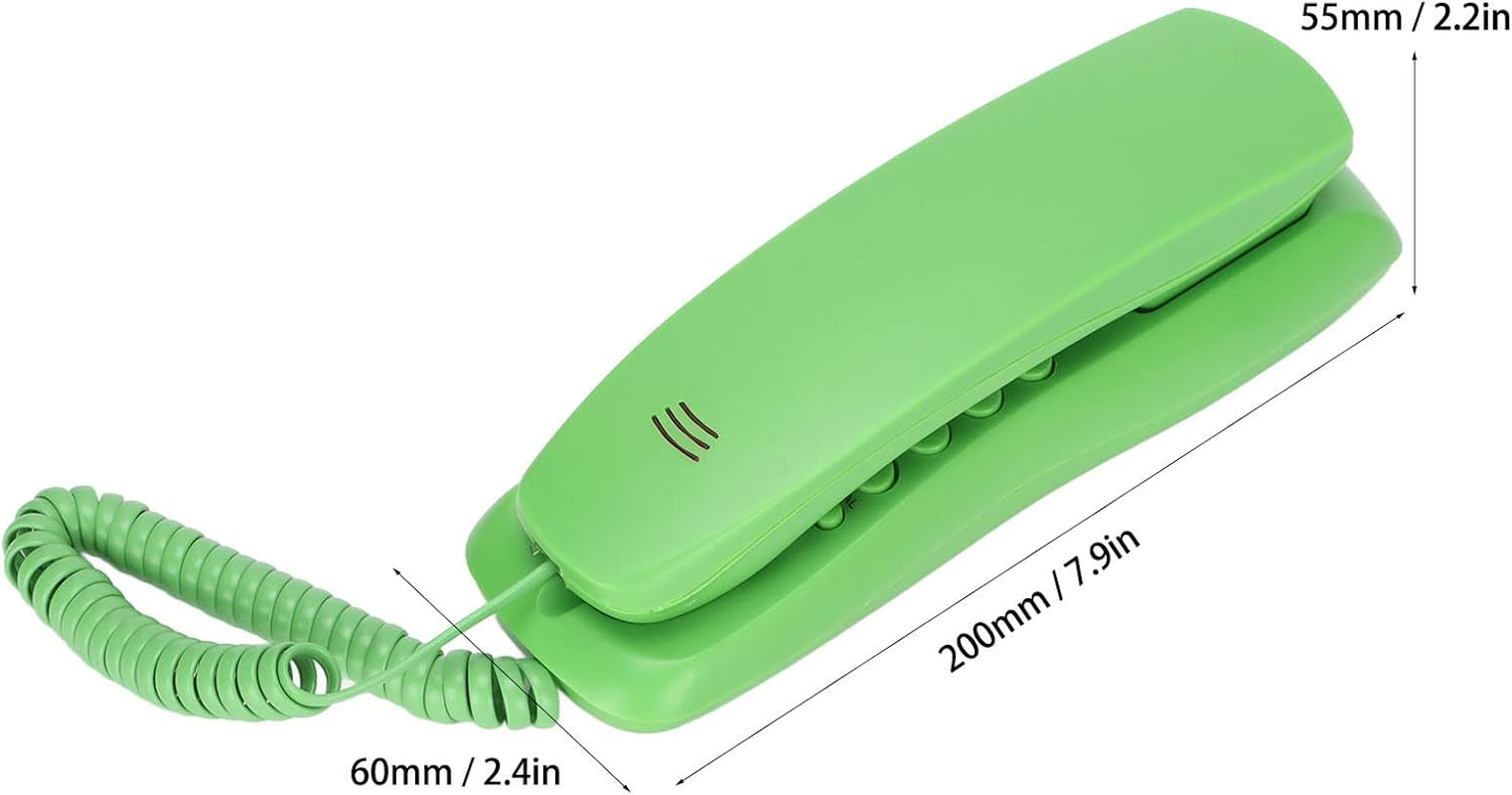 Corded Desk Telephone, Single Line Desk Fixed Telephone with Mute Pause Redial Music Function, Mini Landline Telephones for Home Hotel Office, Wall Mounted(Green) image number 4
