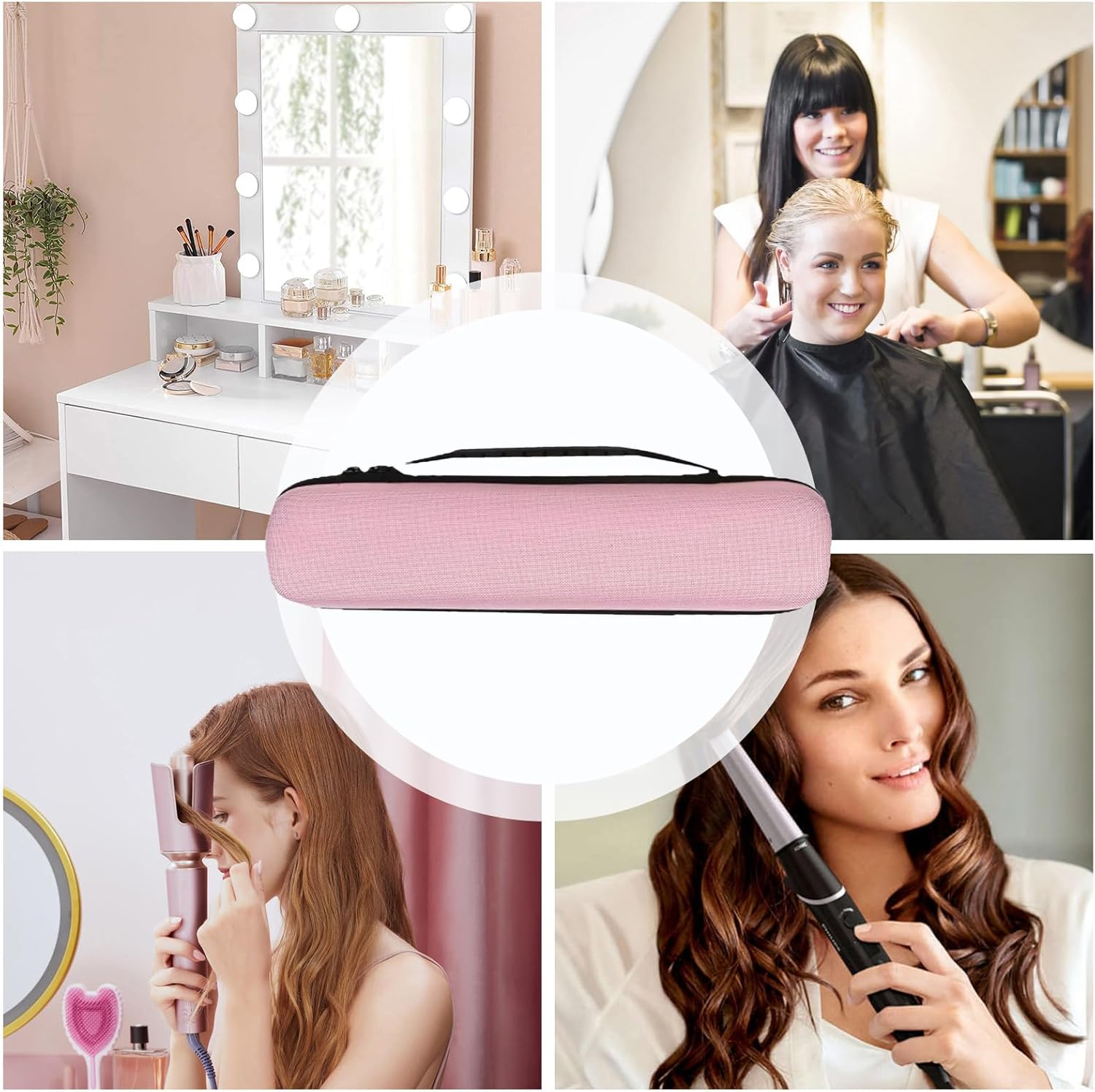 Wezalget Flat Iron Storage Case | Waterproof Straighteners Bag | Portable Travel Supplies, Multifunctional Haircare Accessories for Men, Women, Pink, Refer to Description, Unisex - Pink image number 5