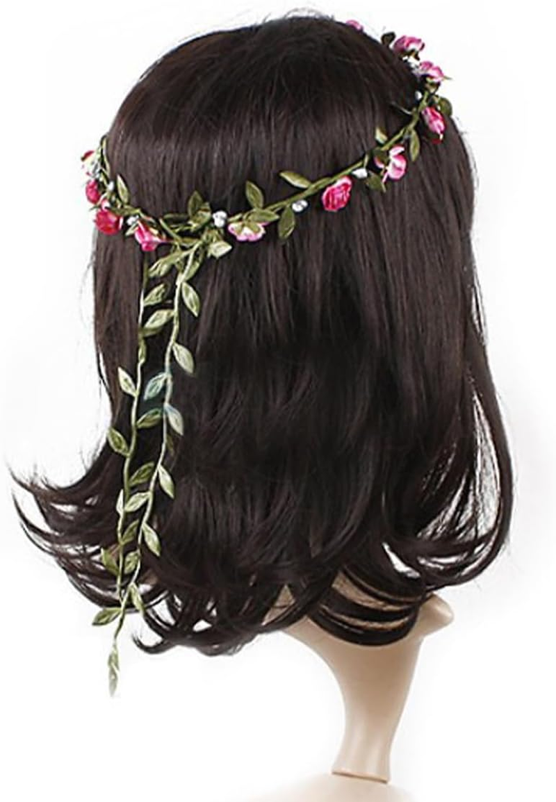 VOANZO 10 Pcs Flower Crown Headbands Multicolor Floral Wreath Floral Garland Headbands for Women Girls Wedding Festival Party Hair Headbands Accessories image number 3