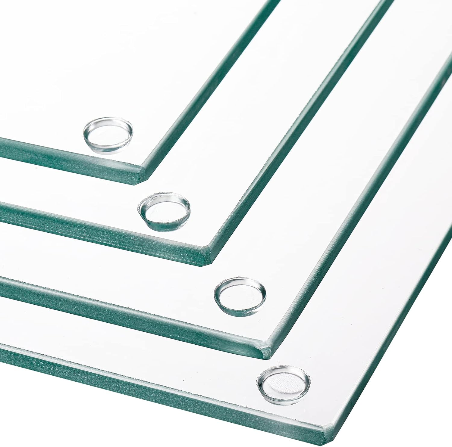 Hacaroa Set of 4 Tempered Glass Cutting Board, 10"X10" Square Chopping Board with Rubber Feet, Non-Slip Glass Tray for Kitchen Countertop, Long Lasting, Shatter-Resistant, Dishwasher Safe, Clear image number 4
