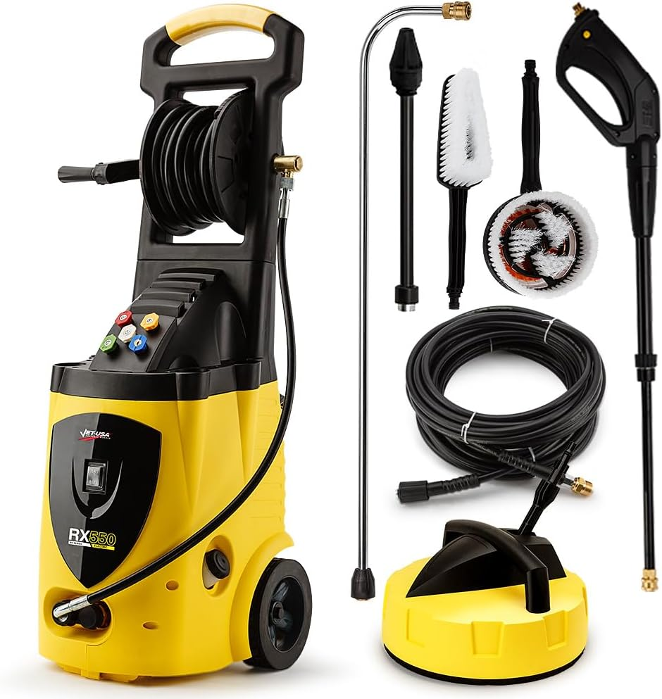 Jet-Usa RX550 Electric High Pressure Washer 3500PSI Ultimate Pack, 5 Nozzles, Spin & Wheel Brush, Deck Cleaner, Turbo Head, Angled Lance, 30M Hose Reach image number 2