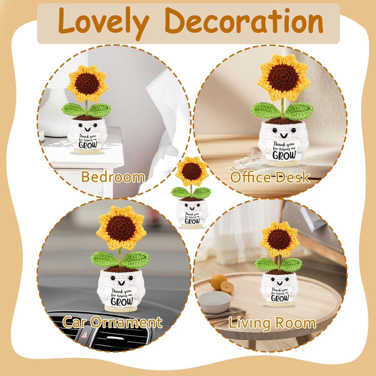 Teacher Gift Personalised Thank You Gifts for Women Emotional Support Crochet Sunflower Best Nursery Teachers Educators Day Gift Funny Christmas Appreciation Leaving Gifts for Teacher End of the Year image number 4