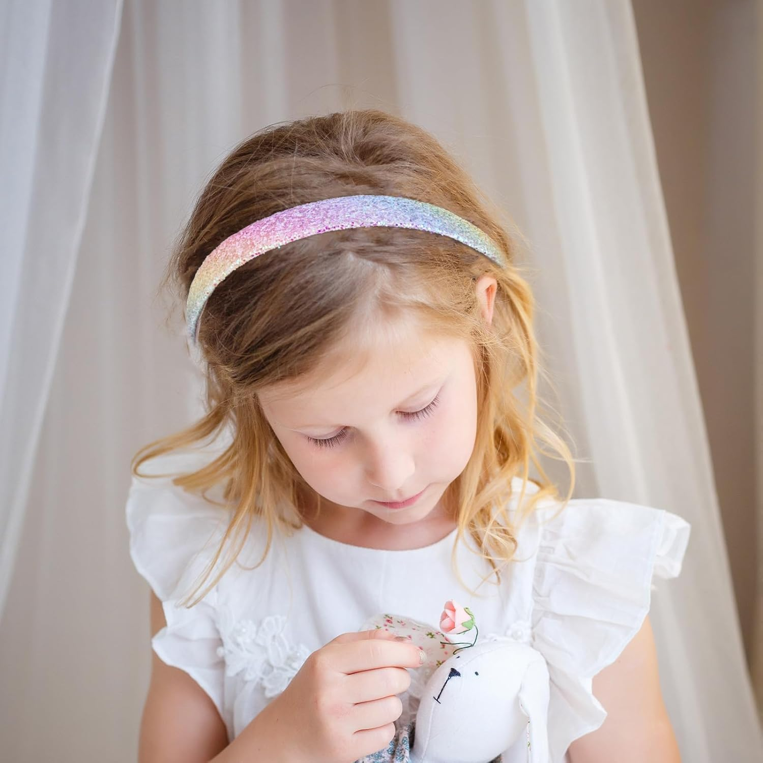 2 Pack Hairband Set Rhinestone Headband Crystal Bling Headbands Cute Sparkly Wide Thick Head Bands Glitter Toddler Hair Accessories Fashion Head Bands Sparkly Hair Accessory for Girl Women (2 Styles) image number 4