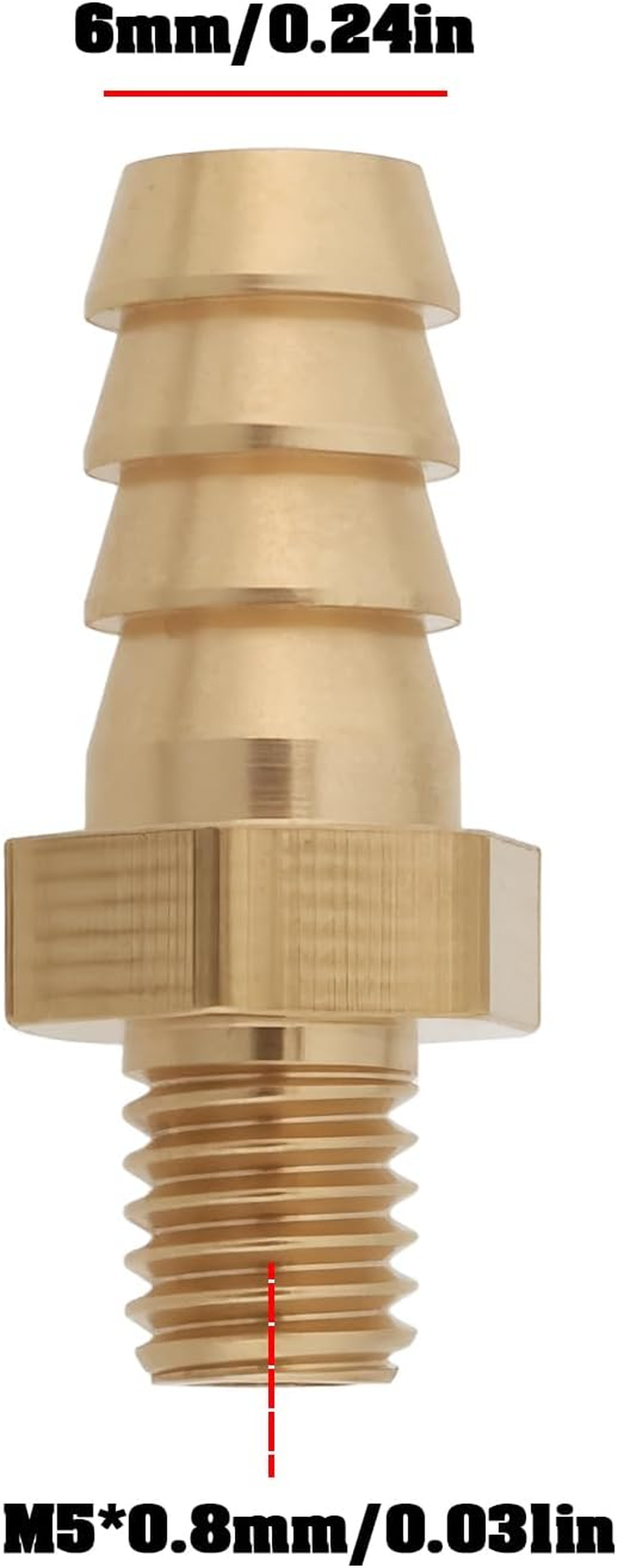 VGOL 4Pcs M5X0.8 6Mm Brass Barb Hose Tail Connector for Pond Pool Hose Pipe image number 3