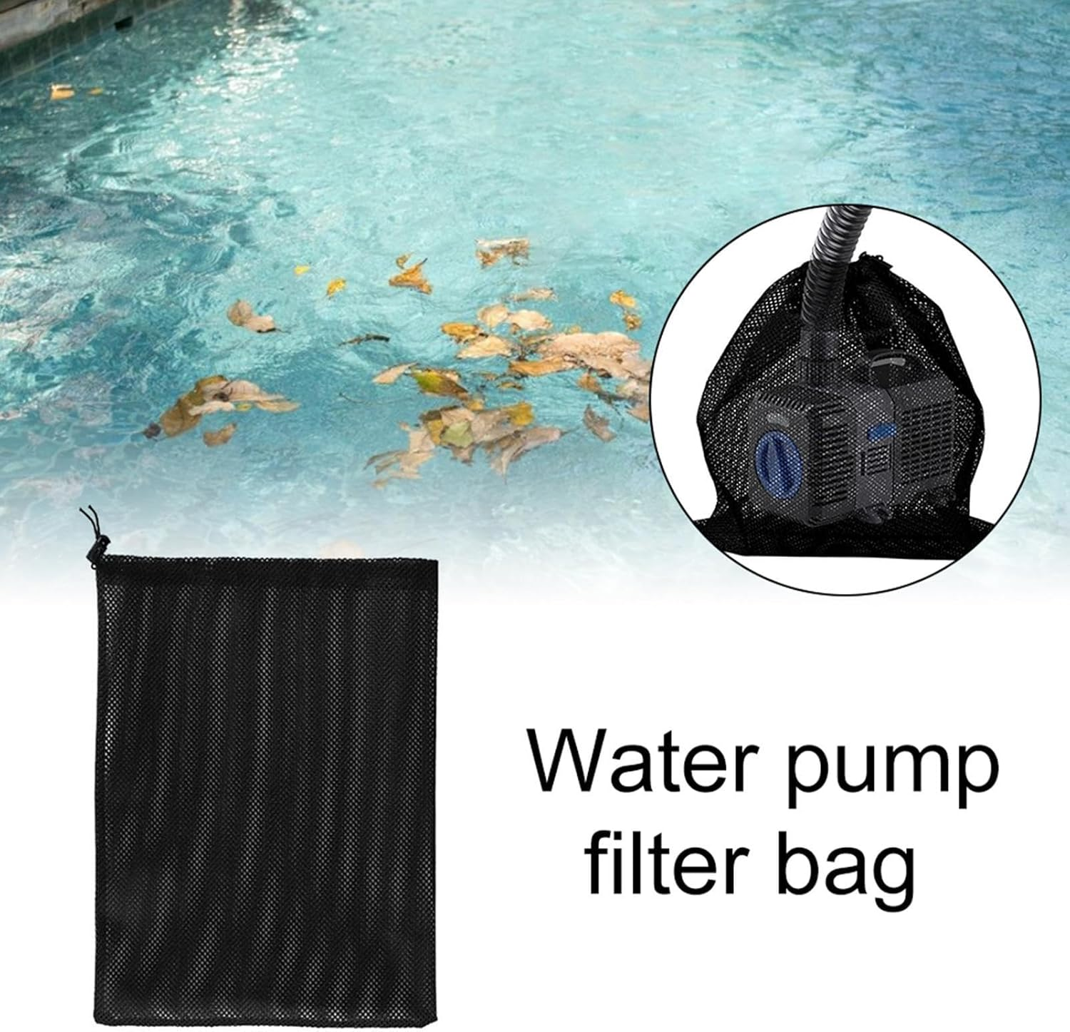 Heavy Duty Mesh Pump Bag, Improved Barrier Bag with Adjustable Cord, Compatible Pond and Pool Filters | Protective Net for Water Pump, Stable Filtration, Durable Protection Against - 2 Pieces image number 3