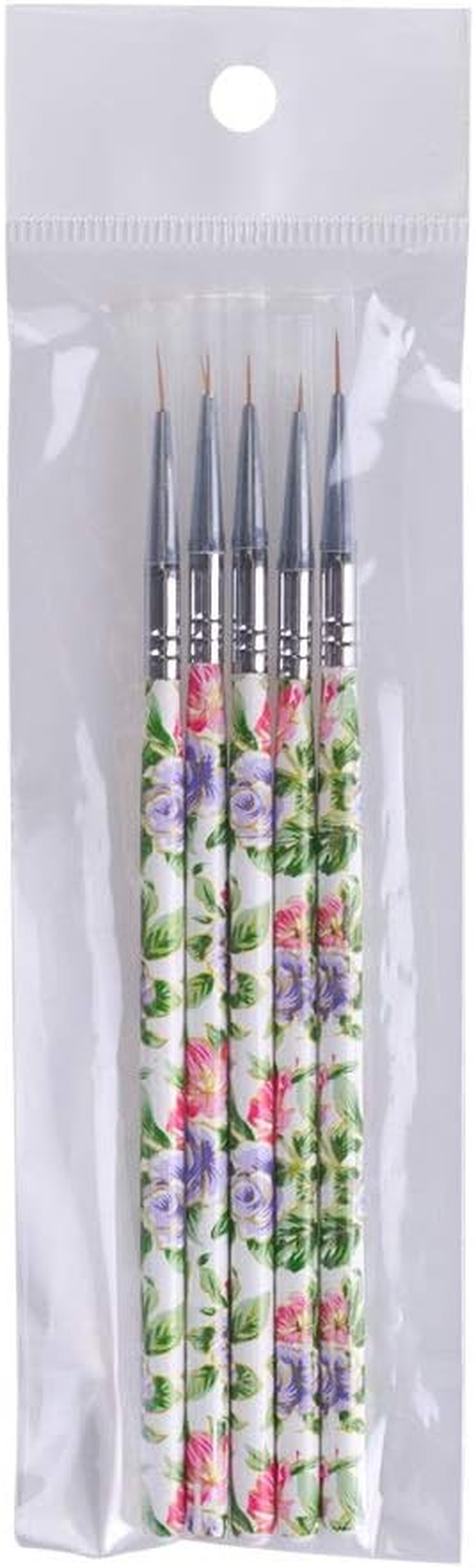 5Pcs Flower Handle Nail Art Brush Pen Professional Nail Art Paint Drawing Brush Kit Nail Manicure Tools 14Cm Zhengpingpai image number 3