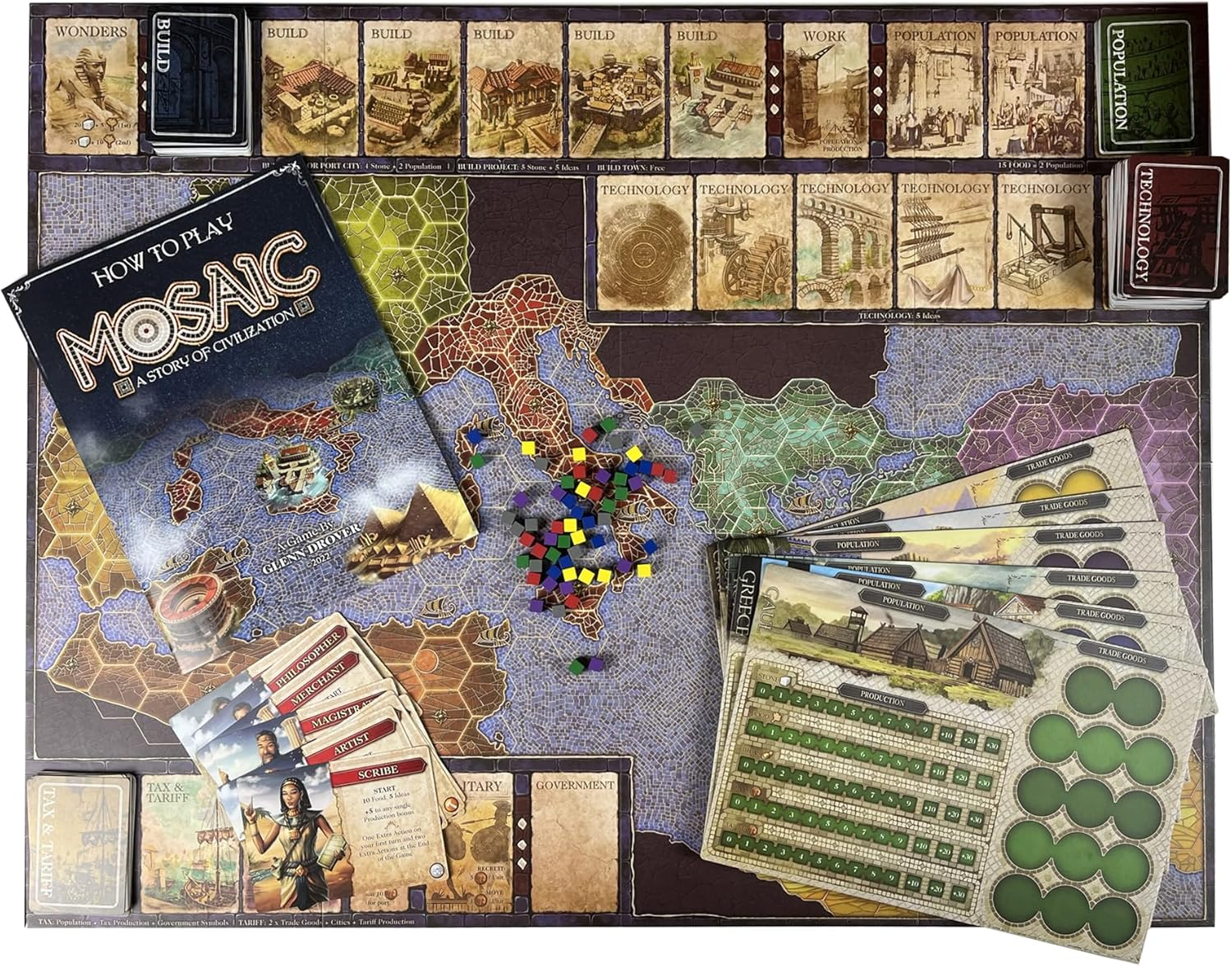 Mosaic: a Story of Civilization - Strategy Board Game for Adults and Family | Fast, Fun, Action-Selection and Area Control Game | 2-6 Players | Ages 14 and up | 120 Minutes | by Forbidden Games image number 4