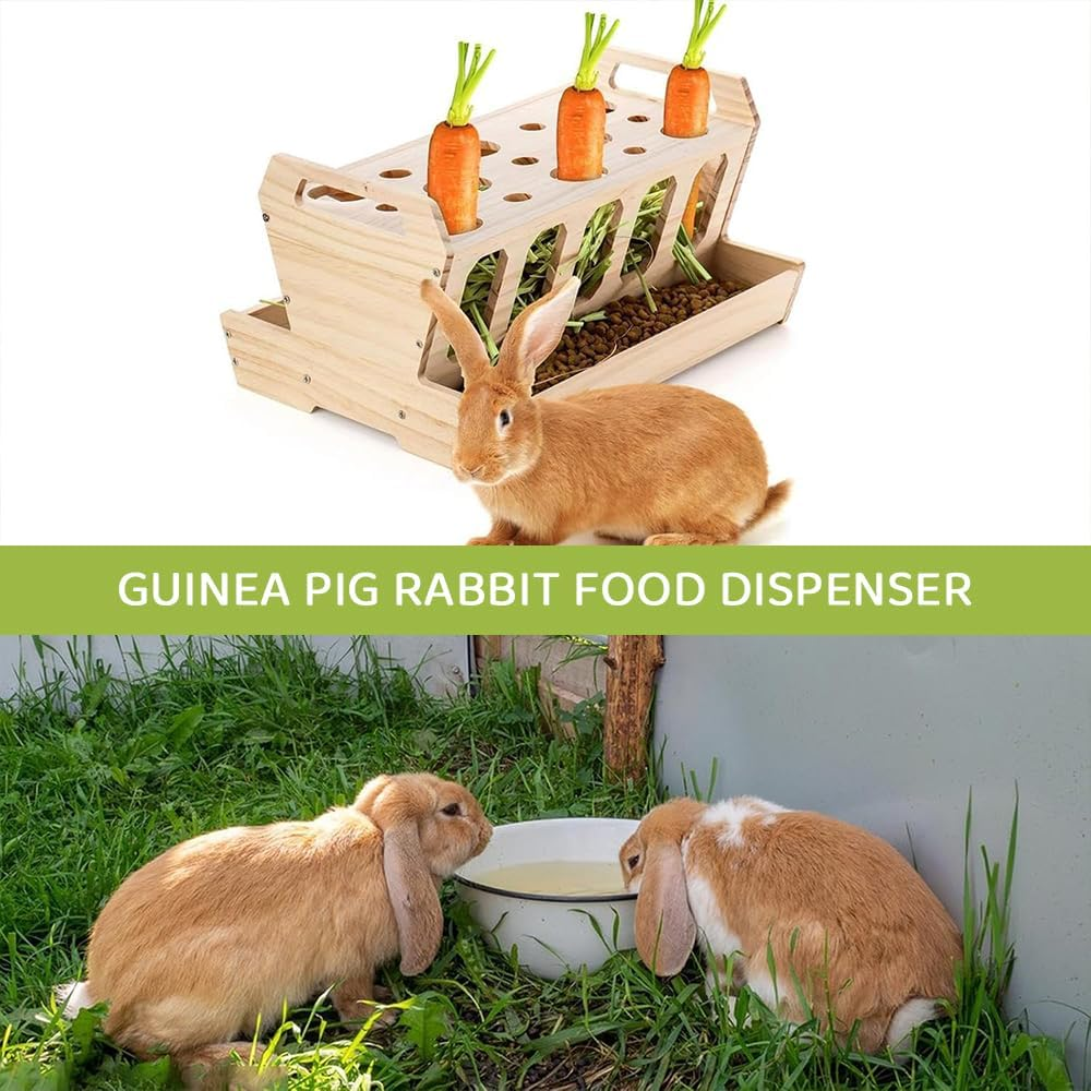 Wooden Rabbit Hay Feeder Rack &ndash; Removable Top Hay Holder for Guinea Pigs, Bunnies, Chinchillas & Small Animals &ndash; Large Hay Dispenser Stand for Cage Use, Reduces Waste image number 1