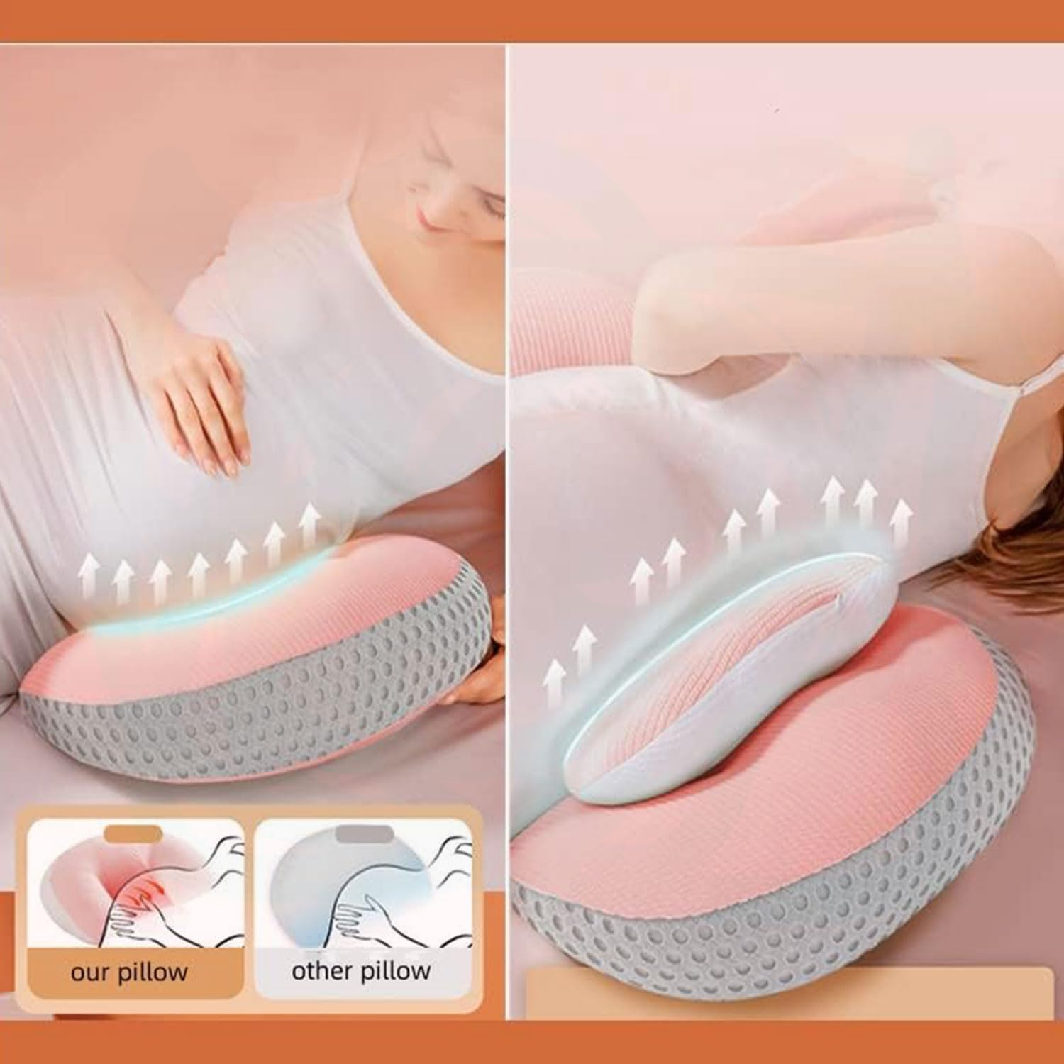 Side Sleeper Pregnancy Pillow | Breathable Knitted Cotton Cover，Adjustable Support for Waist, Legs & Belly | Blue-White Maternity Pillow with Removable Cover image number 5