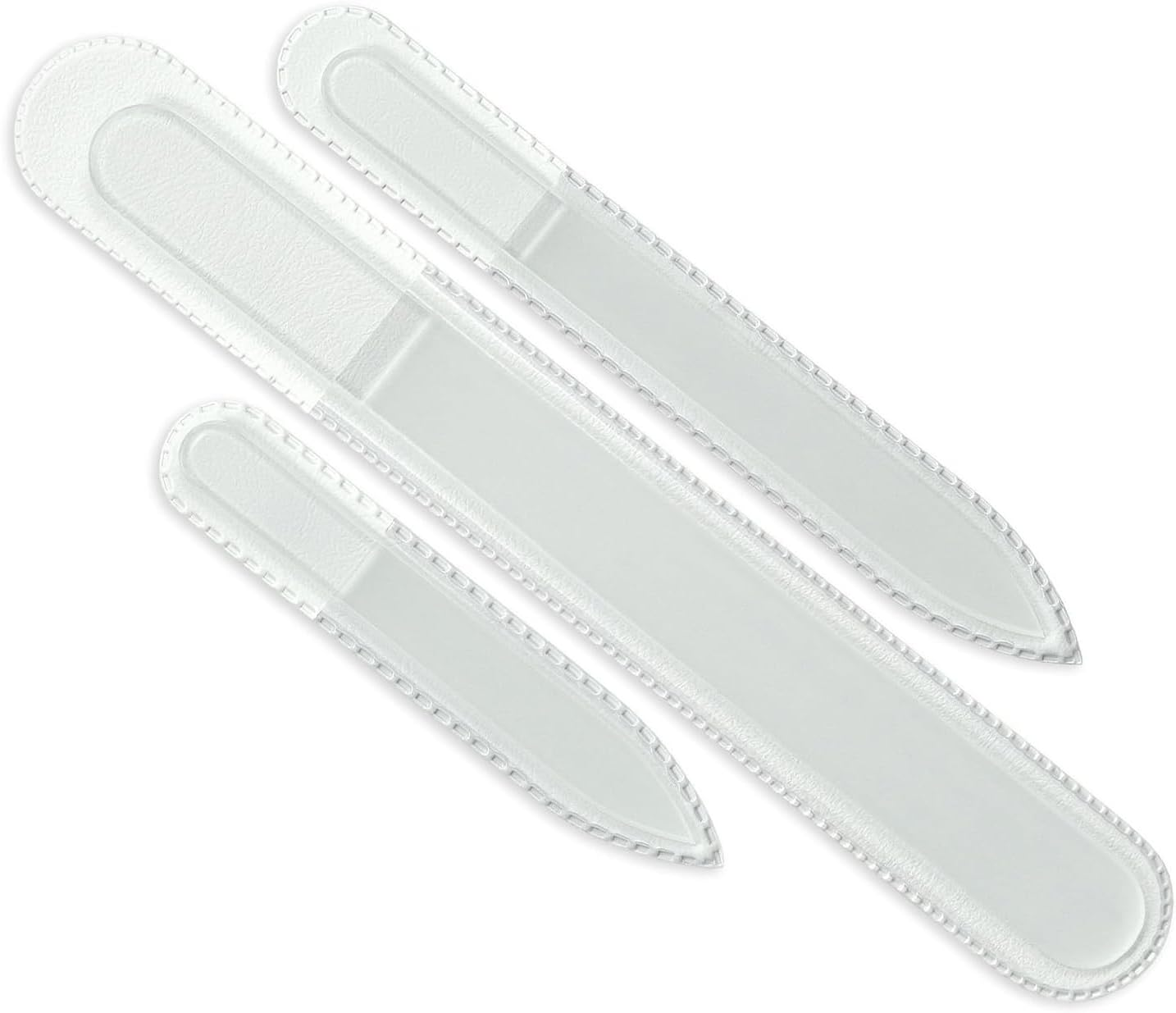 Xlihdzum 3 Pack Crystal Glass Nail Files - Professional Tempered Czech Quality Tempered Glass Nail Files, Washable Double Sided Etched Crystal Nail File for Natural Nails (3-Piece Gift Set)