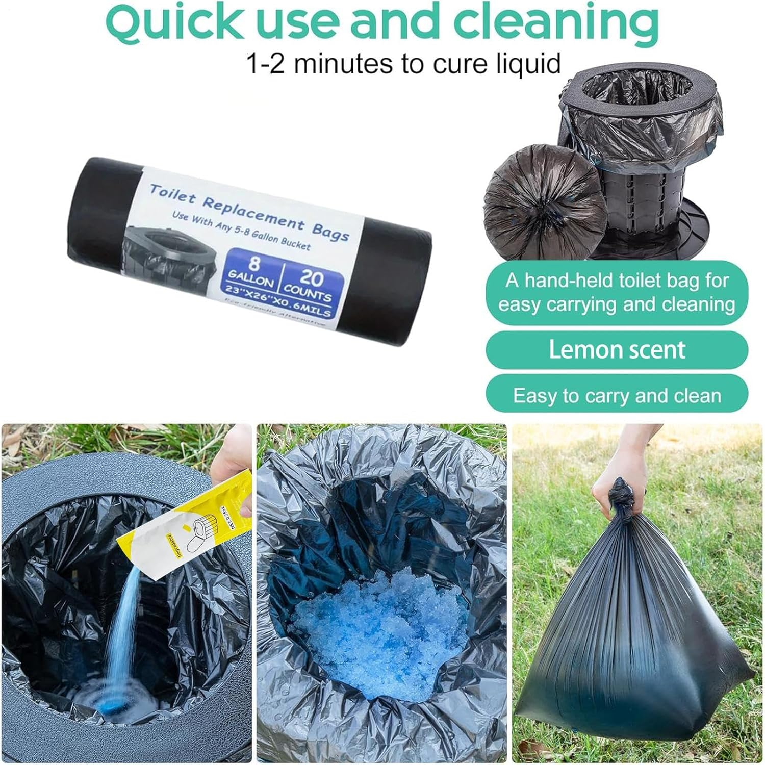 Poop Gel - Camping Poop Gel Pee Powder | Pee Deodorizer Odor-Eliminating Coagulant for Fishing Trip Survival Hunting RV Outdoor Travel Hiking image number 4