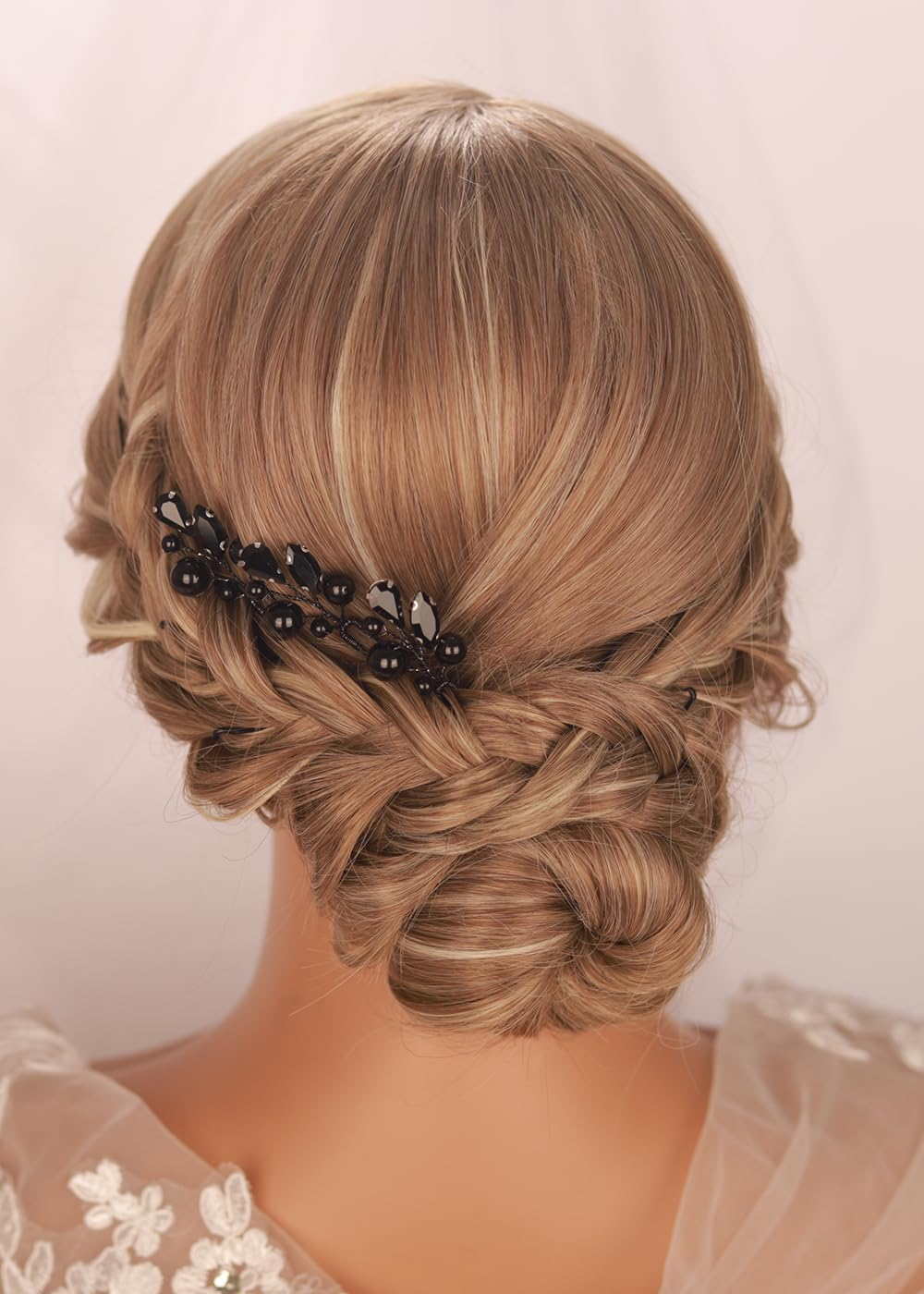 Kercisbeauty 3Pcs Small Cute Black Rhinestones Beads Hair Pins Set for Women Girls Halloween Party Prom Hair Jewelry Wedding Bridal Handmade Hair Piece image number 2