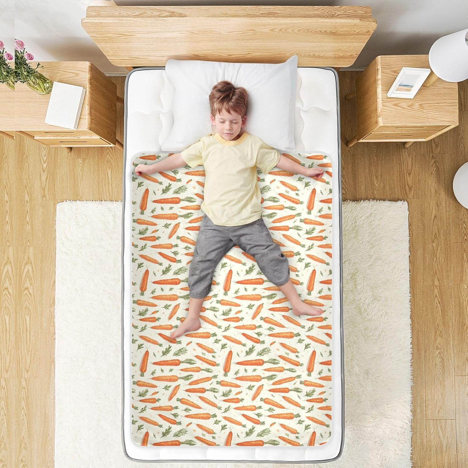 Retro Carrot Extra Large Resuable Changing Pad Covers Water Resistant Diaper Changing Mat Non-Slip Diaper Pads for Infant Toddler 52" L X 34" W image number 4