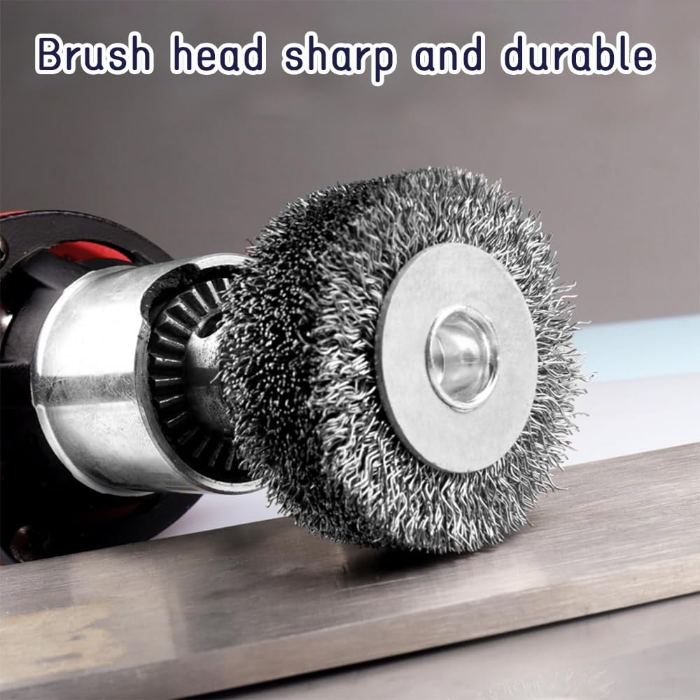 4-Pack Heavy Duty Wire Brushes. Suitable for Drill Attachments, Curled Heavy Duty Wire Brushes, Coarse Carbon Wire Wheels for Removing Paint, Rust and Corrosion image number 1