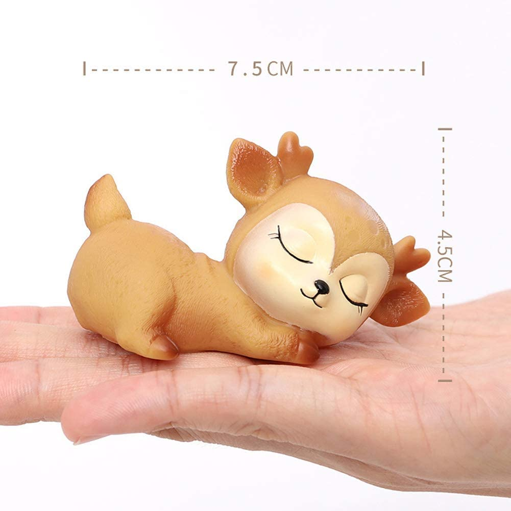 Doyifun Pack of 6 Lovely Fawn Doe Figurines Playset Toys, Cute Deer Cake Toppers Figure Baby Shower Birthday Wedding Party Decor