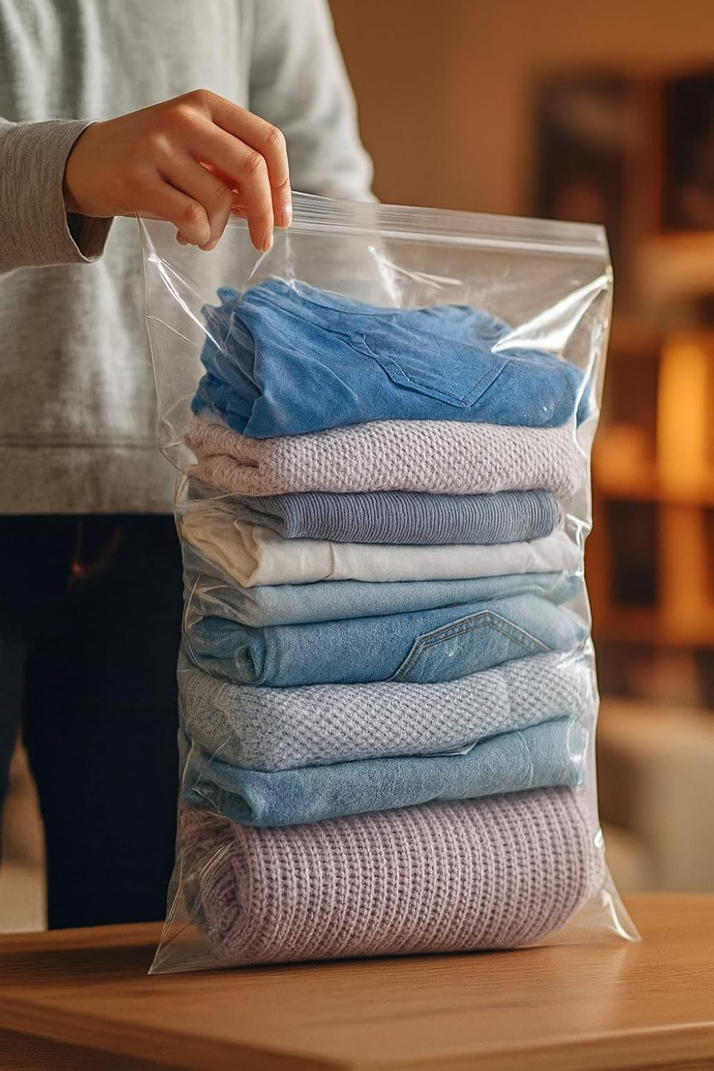 Fresh Guard Extra Large Storage Bags with Zipper &ndash; 2 Pack | Bpa-Free, Reusable, Space Saving for Clothes, Bedding, Travel | Heavy-Duty Plastic Bags 48X52Cm (18.9&rdquo;X20&rdquo;) image number 4