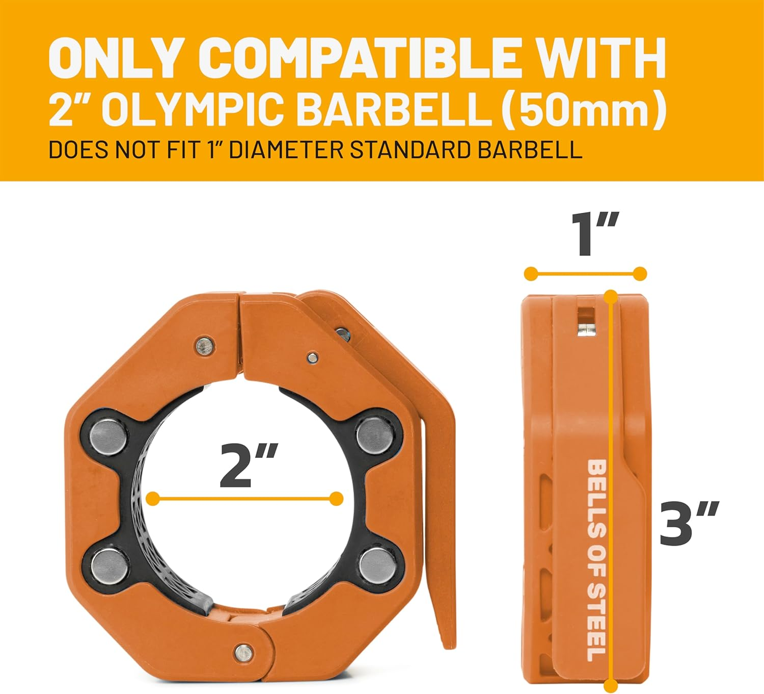 Magnetic Barbell Collars [Bells of Steel] Premium Weight Bar Clamps, Quick Release Barbell Clips, Olympic Barbell Clamps, High Strength Nylon Gym Clips, Pair - Blue V.1 image number 4