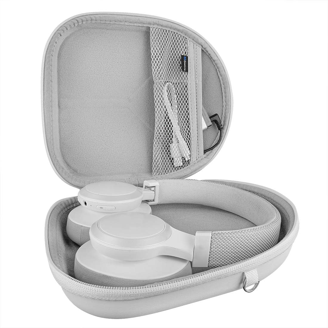 Geekria Shield Headphones Case Compatible with JBL Tune 770/760/750NC, Tune 720BT, Live 770NC, Replacement Hard Shell Travel Carrying Bag with Cable Storage (White) - Blue image number 7