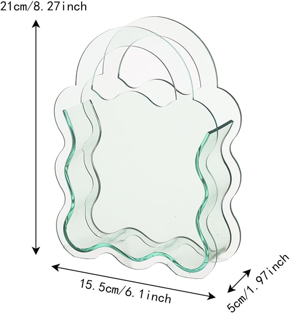 AIMALL Acrylic Transparent Vase for Flower Arrangement, Creative Colourful Desktop Decoration Fish Tank Style, for Dried or Fresh Flowers, 8.27In and 8.7In Home Ornament - Handheld Model-Green image number 4