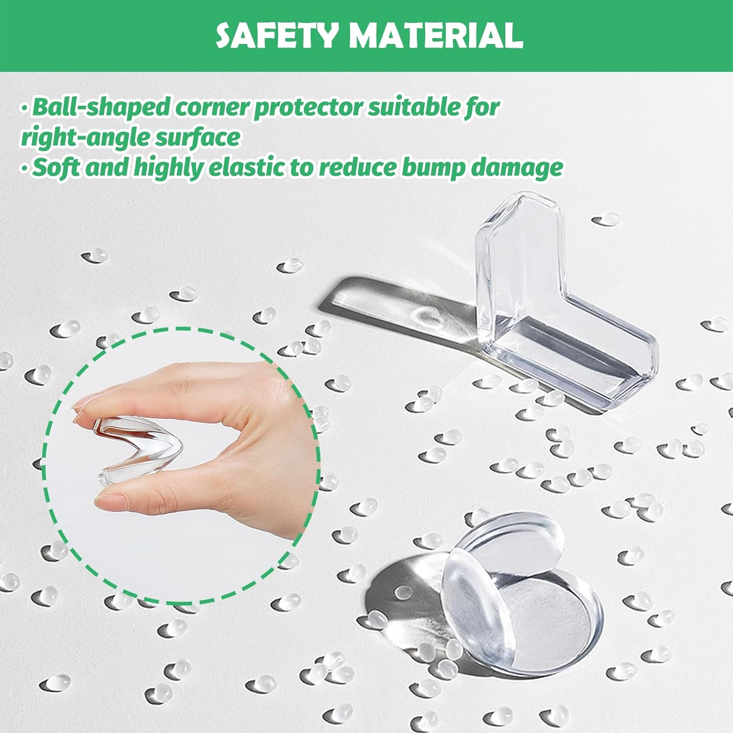 17Pcs Silicone Corner Protectors Kit Contains Strong Adhesive L-Shaped and Ball-Shaped Corner Guards and Furniture Bumper Strips for Countertop Cabinets Tables Drawers Wall image number 6