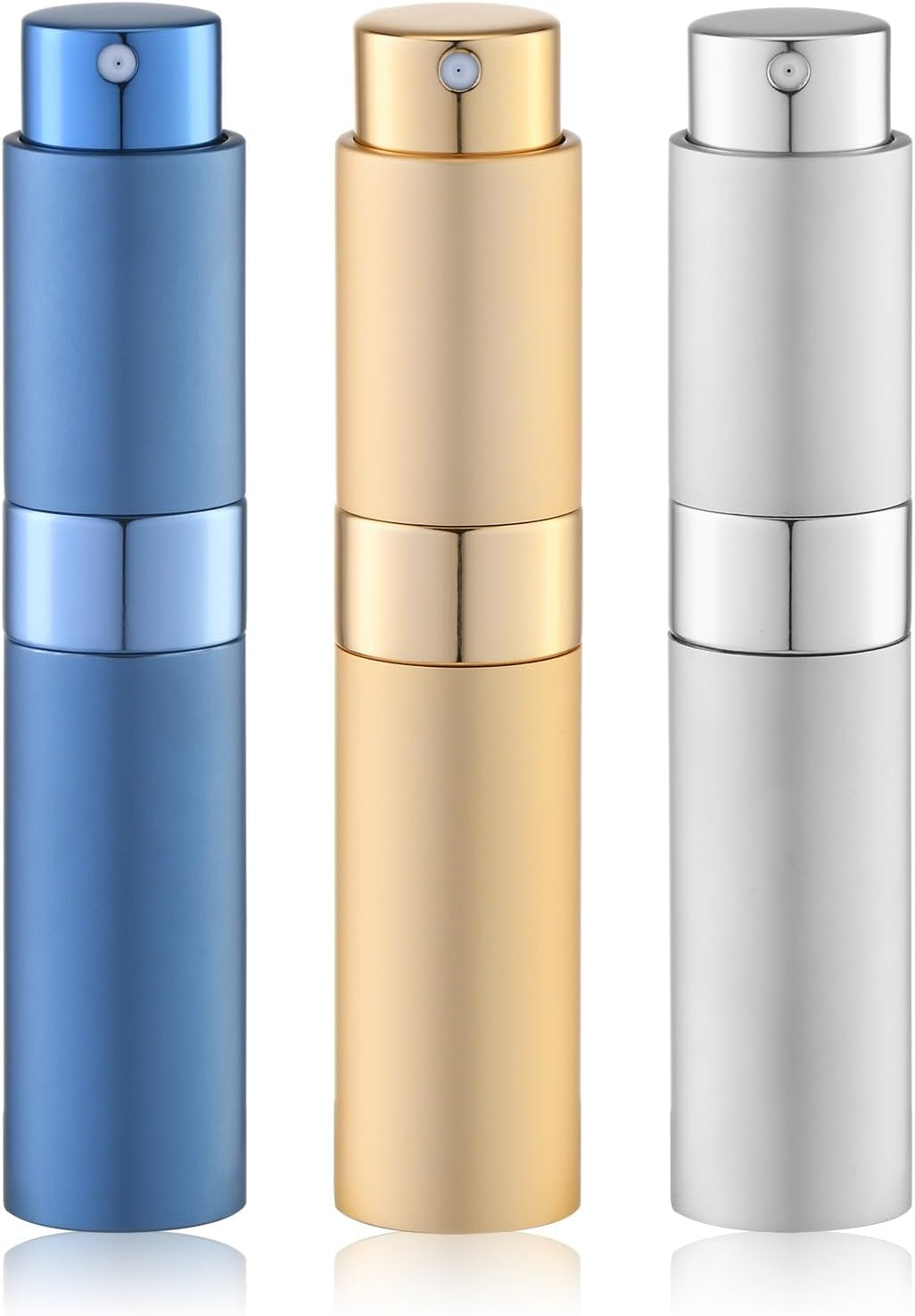 Lulupack Travel Perfume Bottle Refillable - Cologne Spray Atomizer Mini - Small Travel Size Empty Sprayer for Refill Sample Container - Portable Fragrance Decant Dispenser for Women Men 10Ml 3PCS Gold