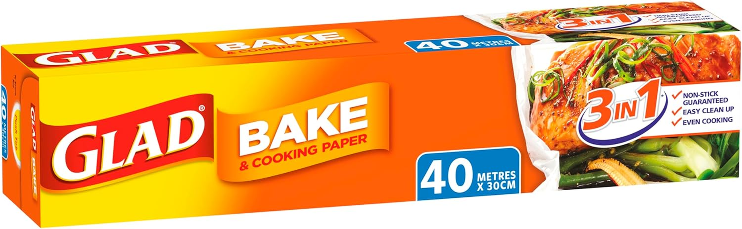 Glad Bake and Cooking Paper, 40 Metre Non-Stick Baking Paper from Glad for Everyday Use, 40M X 30Cm, 1 Count