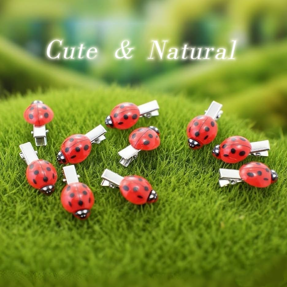 Ladybird Hair Clips, Pack of 10 Ladybird Hair Clips, Suitable for Women Various Hairstyles, School, Decoration of Clothes and Backpack, as Well as for Parties and Outdoor Use image number 4
