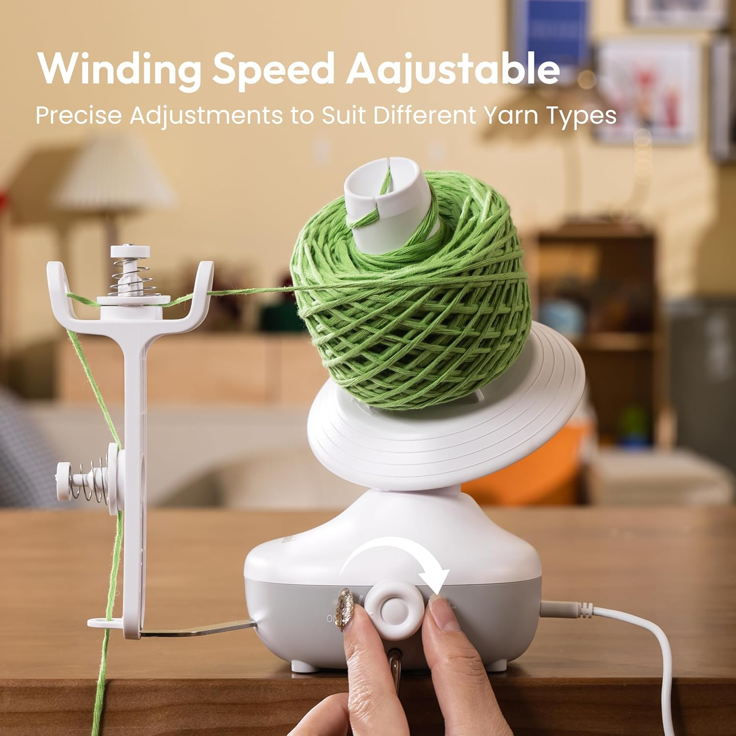 Etcokei Electric Yarn Ball Winder for Crocheting, Strong Tension Stepless Speed Make Compact Cake, Automatic Yarn Spinner Wool Roller, Ideal Helper for Knitting Lovers