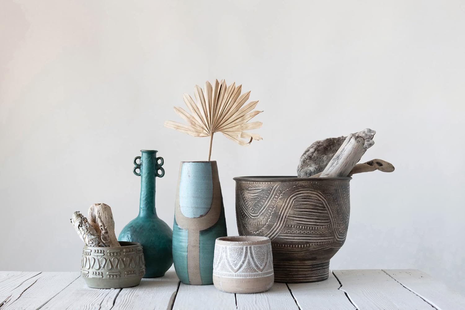 Creative Co-Op Embossed Stoneware Reactive Glaze Finish (Holds 4" Pot/Each One Will Vary) Planter, Green image number 5