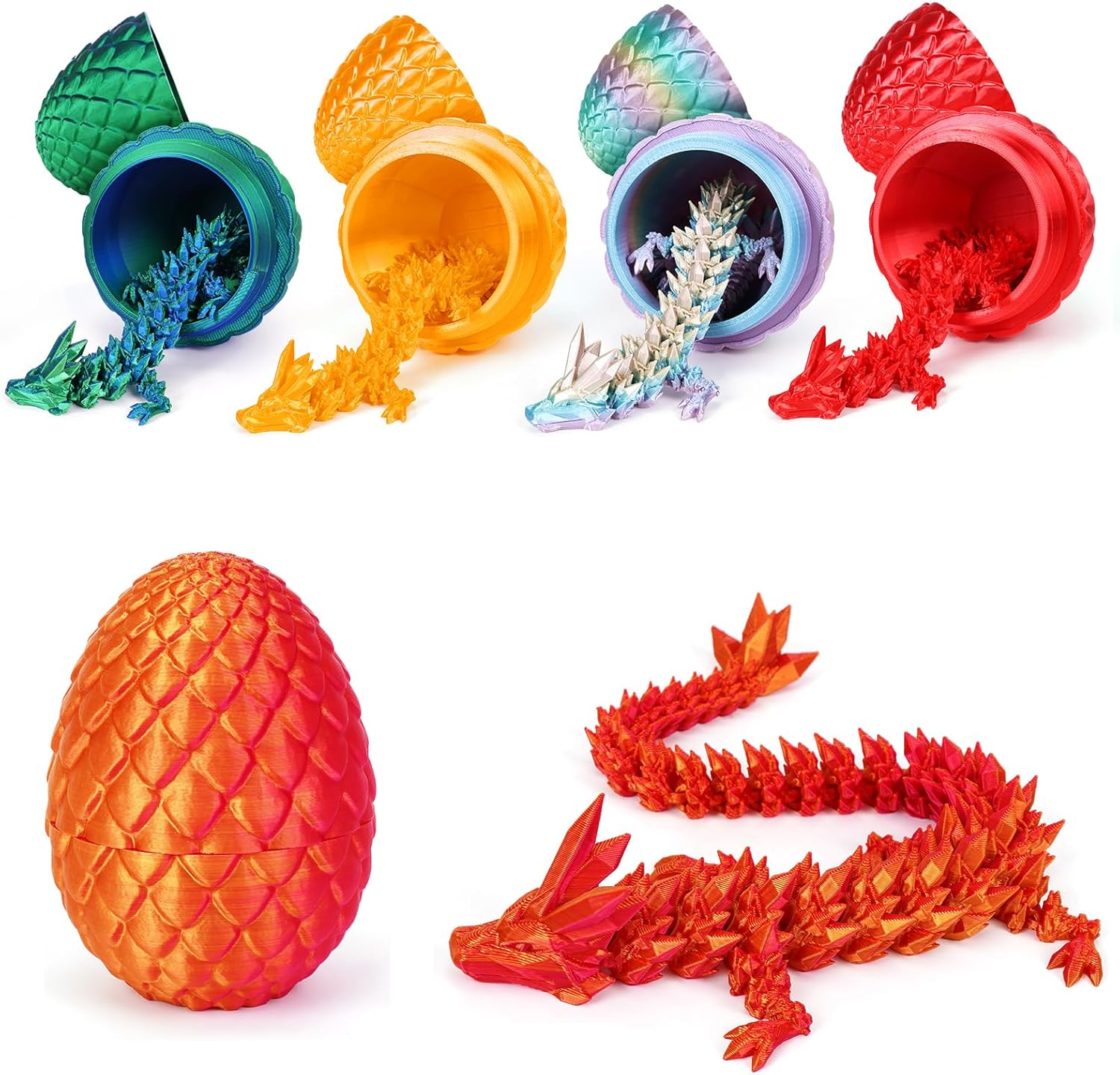 TBOLINE 3D Printed Dragon with Egg,3D Printed Gem Dragon with Detachable Mystery Dragon Scale Egg Kids Adults Fidget Toys for Autism/Adhd 11.8'' Gem Dragon 5.1'' Scale Egg image number 2