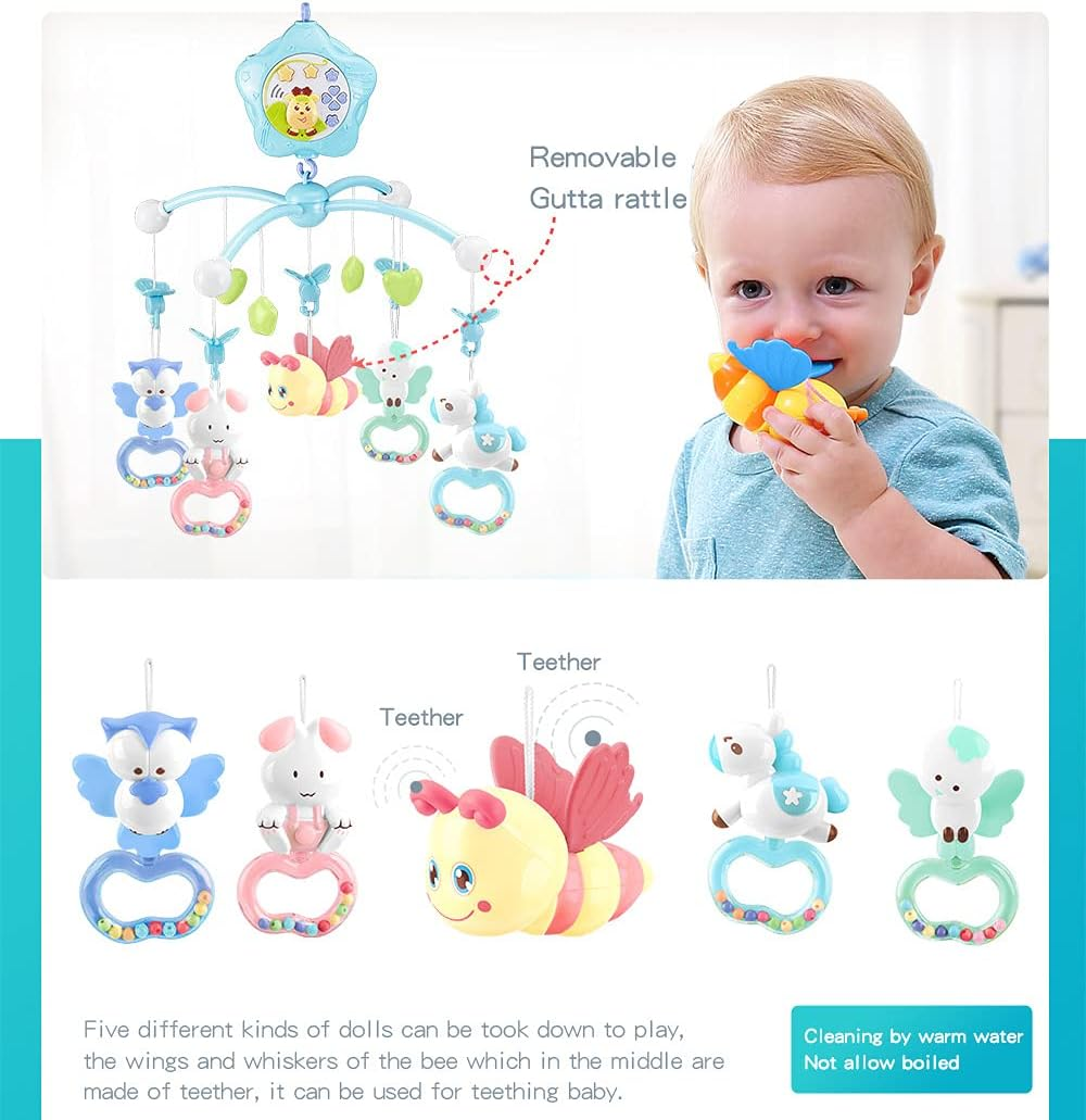 Baby Crib Mobile for Crib with Music and Lights, Remote for Pack and Play, Stroller Accessories. Material:Abs+Plastic (Pink-Senlin) image number 1