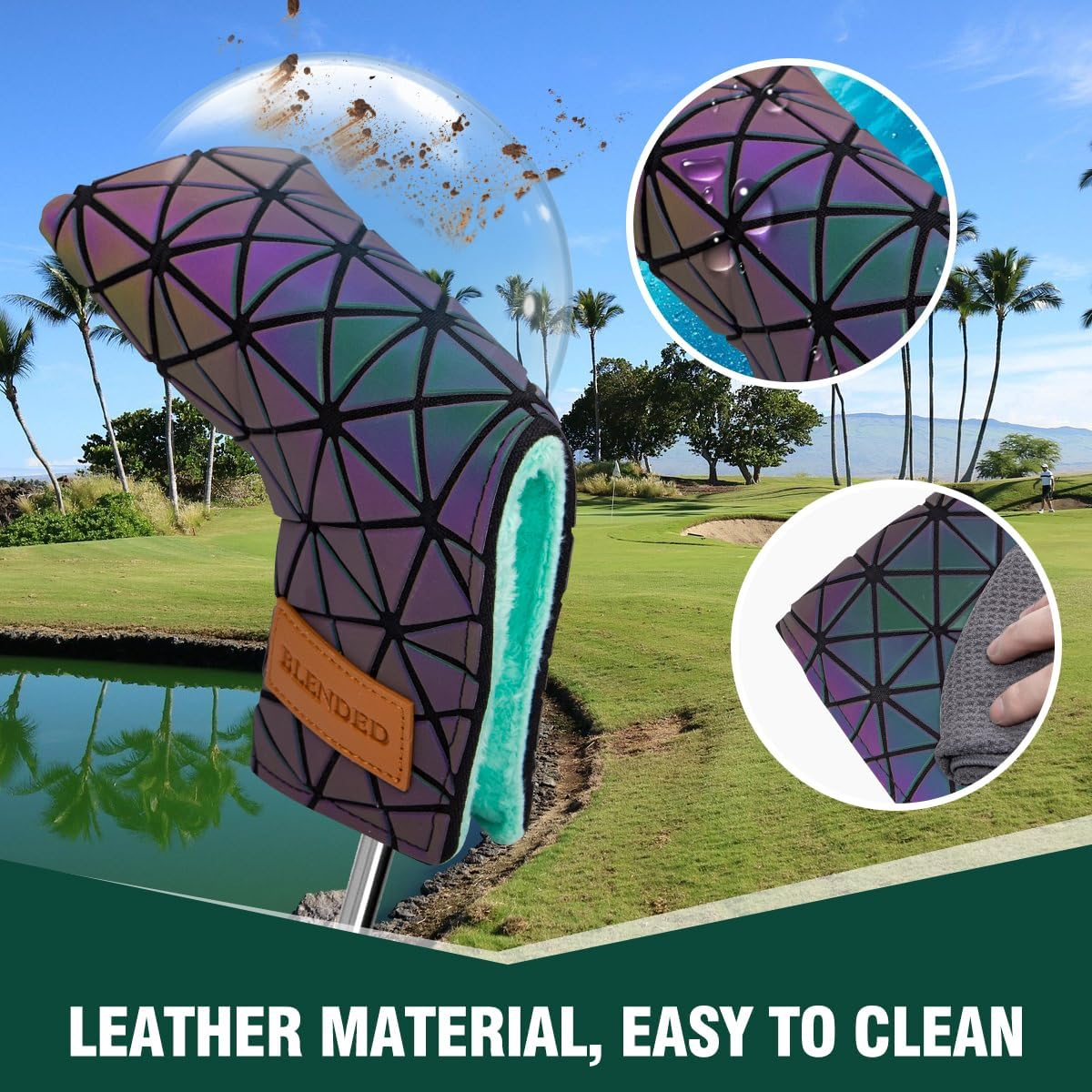 BAIRBRE Golf Putter Covers,Blade Putter Cover Mallet Putter Haedcovers Leather Golf Club Covers Putter Headcover with Magnetic for Scotty Cameron Taylormade Titleist Odyssey image number 6