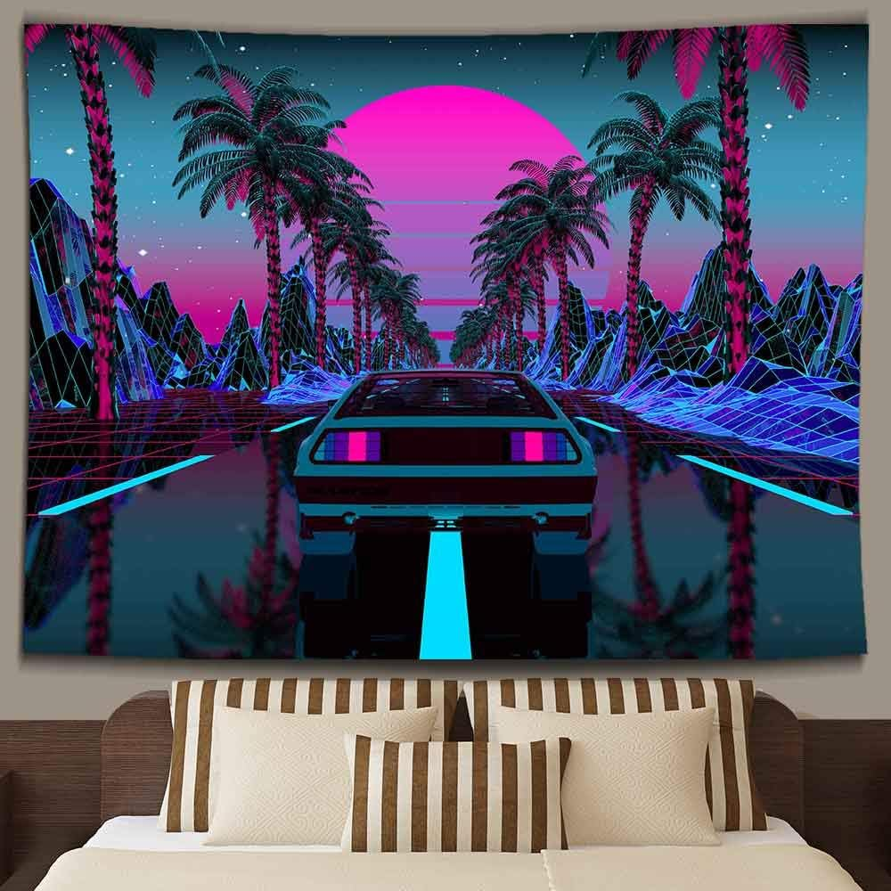 Car Tapestry 1980S Science Fiction Super Sports Car Tapestry Forest Road Tapestry Suitable for Home Decoration Art for Bedroom Living Room GTLTIE582 image number 4