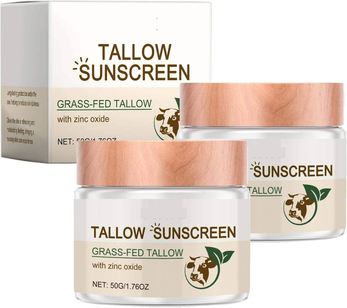 2 PCS Beef Tallow Cream |Grass Fed Whipped Beef Tallow Moisturiser |Protective Makeup Base,Non-Greasy Natural Cream for Sensitive Skin image number 6