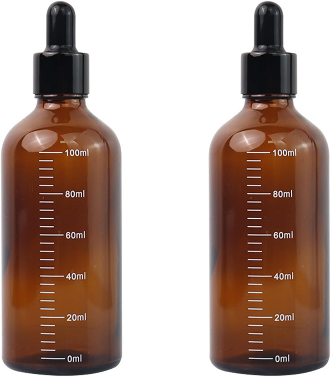 Mashano 2 Pack, 100Ml Dropper Bottles with Metered Dropper, Leak Proof Eye Drop Bottles for Essential Oils, Liquids image number 1