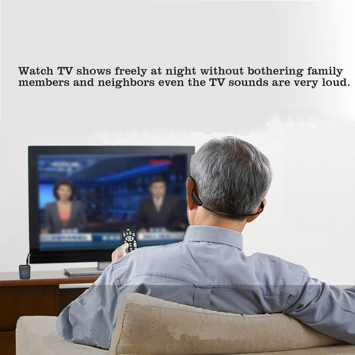 Wireless Bone Conduction Hearing Assist Impaired Headsets with Hearing Mic Sound Transmitter -Wireless TV Listening Headphones Earphones for Seniors & Elderly with Hearing Loss image number 2