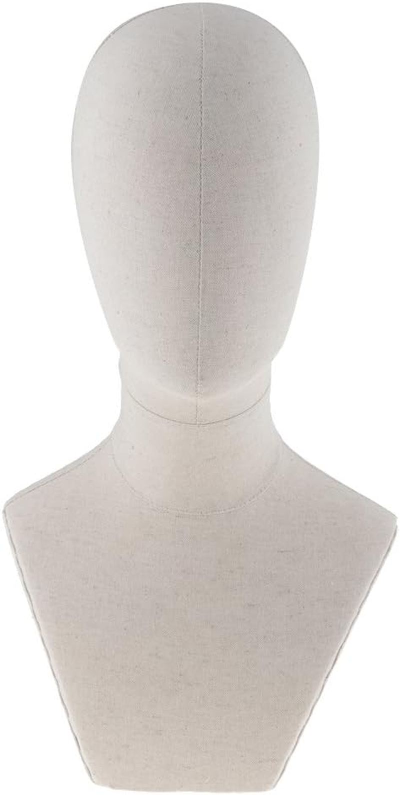 B Baosity Canvas Block Cork Head Model, Hair Wig Hairpiece Making Display Stand, Mannequin Manikin Head with Shoulder Bust image number 3