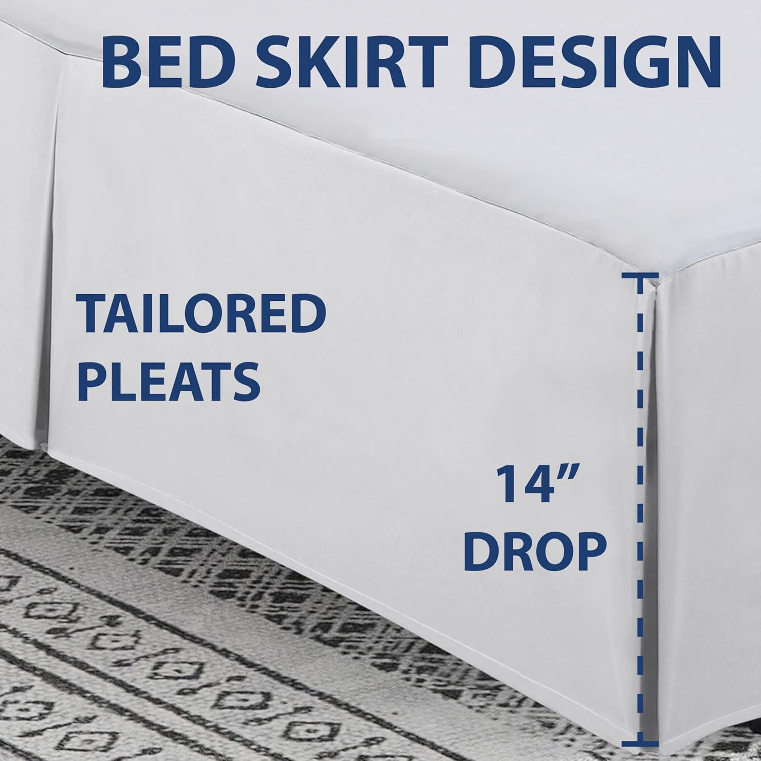 Luxury Double Brushed Microfiber Bed Skirt, Ultra Soft, Hypoallergenic, and Wrinkle Resistant - White, Queen image number 1