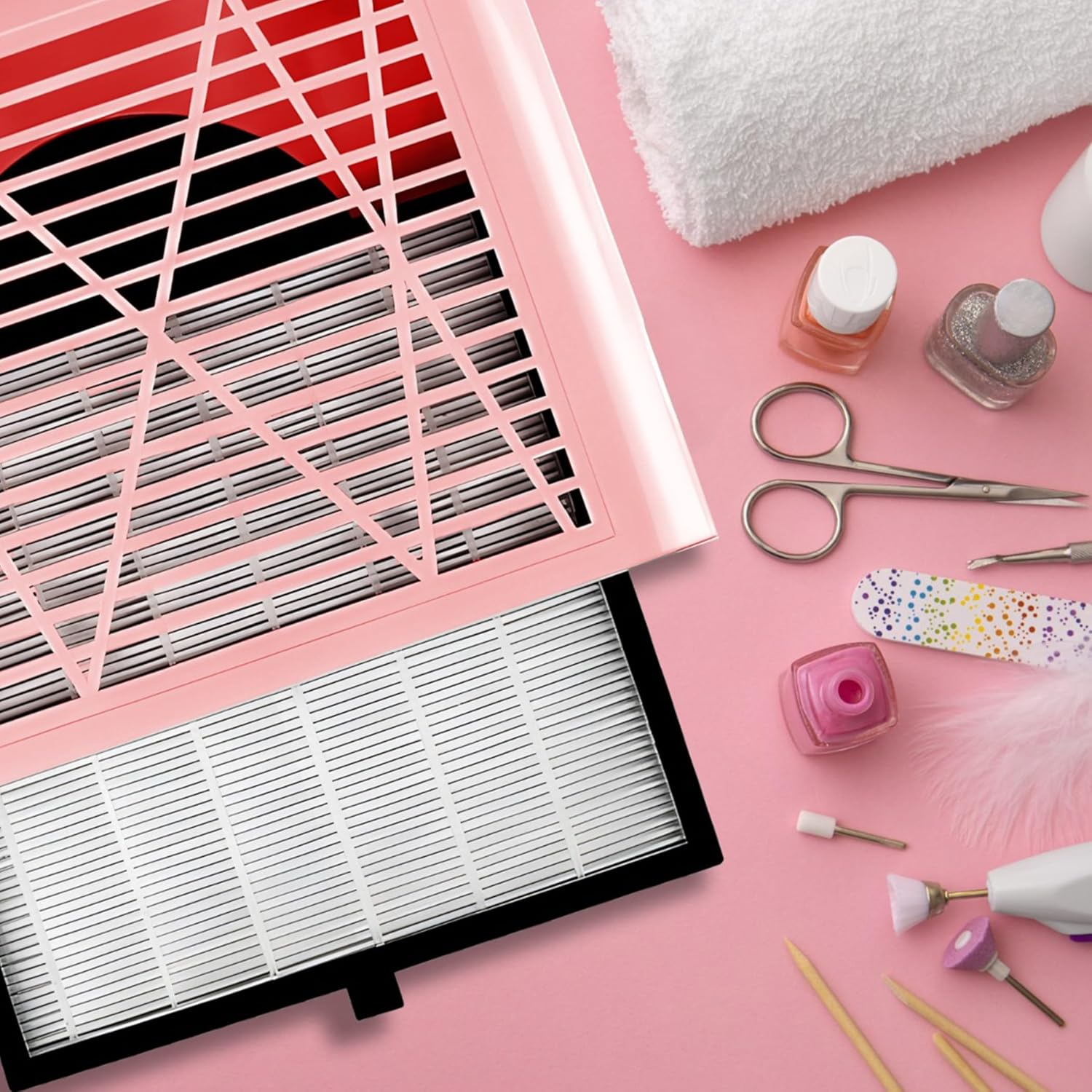 Retoo Nail Vacuum Cleaner Dust Extraction Professional Nail Vacuum Cleaner Nail Studio & Home 80 W Powerful Nail Vacuum Cleaner for Manicure Salon Nail Design Speed 4500 Rpm Pink image number 5