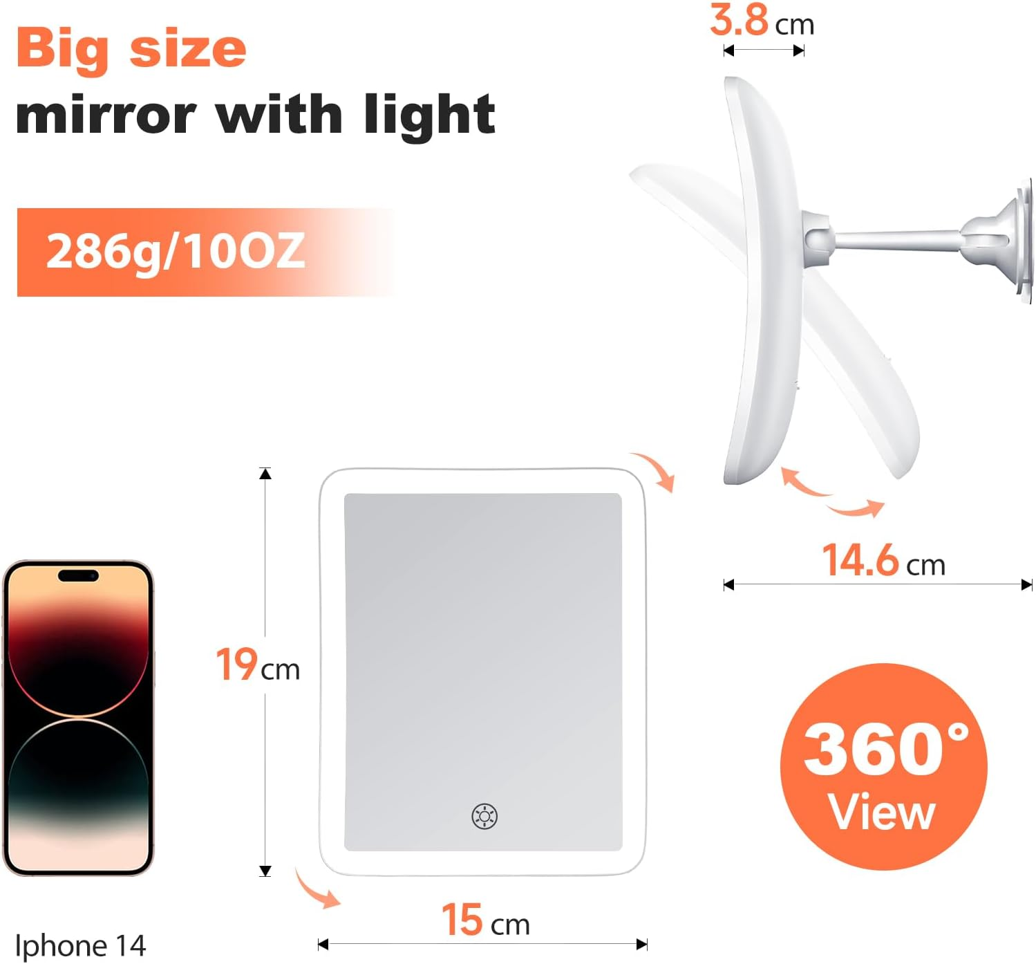 Famihomii 1X/20X Magnification Makeup Mirror with Lighting, Removable Cosmetic Mirror with Lighting, Portable Magnifying Mirror with Suction Cup, 3-Colour Light & No Dimming, 360 Degree Mirror image number 4