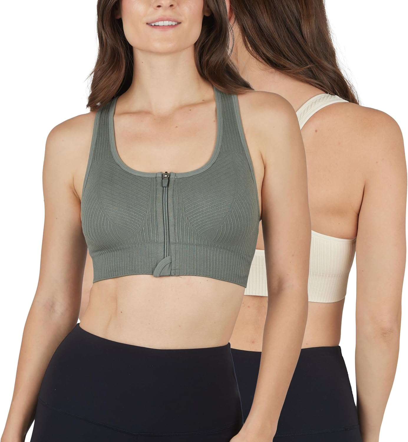 90 Degree by Reflex Women'S 2 Pack Maternity Nursing Bra with Front Zip Seamless Post Surgery Sports Bra image number 6