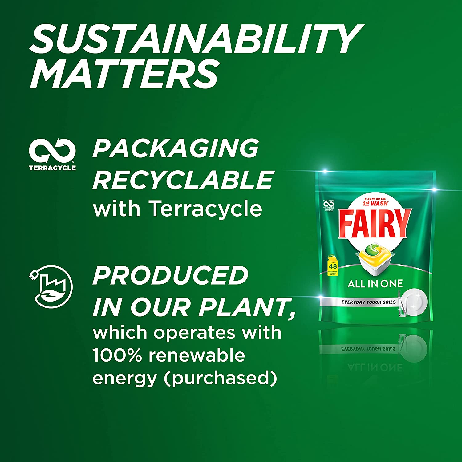 Fairy All in One Lemon Dishwasher Tablets 90 Pack image number 1