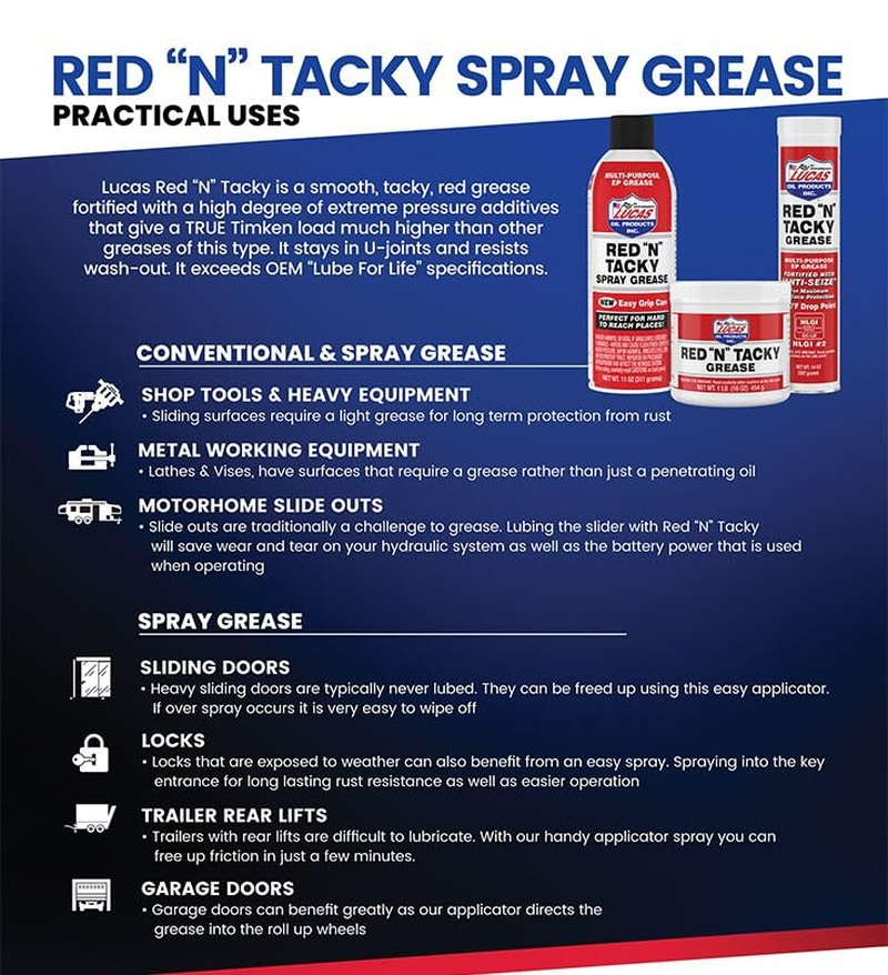 Lucas Oil Red N Tacky Grease/12X1/ 1 Lb Tub