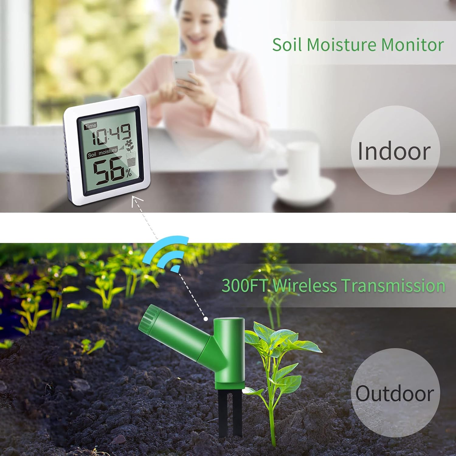 ECOWITT WH0291 Soil Moisture Tester Plant Soil Moisture Sensor Meter with Digital LCD Display, 433 Mhz image number 2