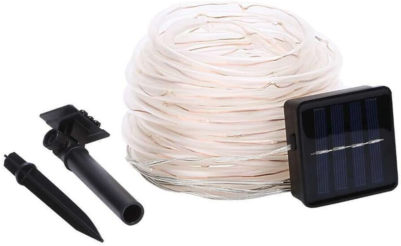 Leona Co Solar String Lights for Outside, 12M 100 LED Outdoor Waterproof Fairy Lights, 8 Modes Copper Wire Twinkle Lights for Patio Tree Garden Christmas Wedding Party Decoration (White) image number 5