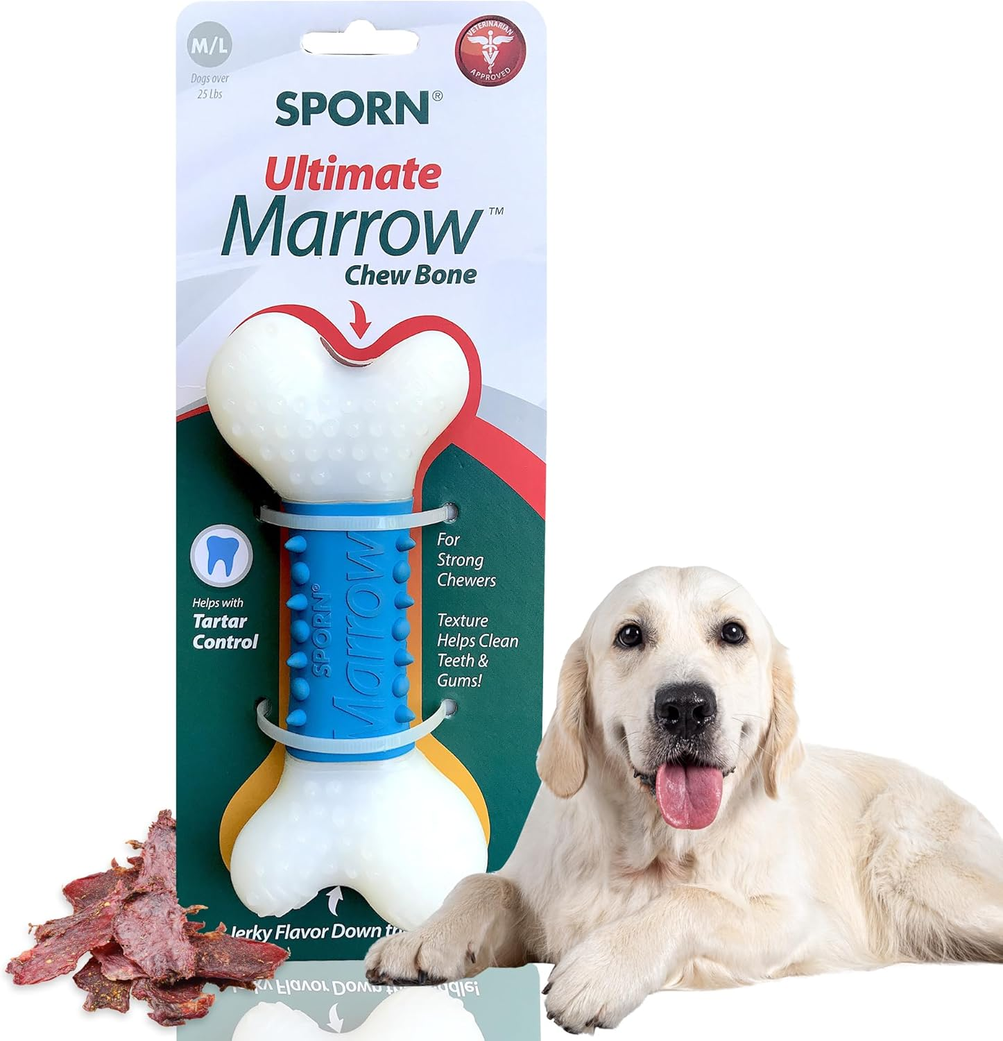 Sporn Durable Jerkey Favour Ultimate Marrow Chew Bone Dog Toy image number 3