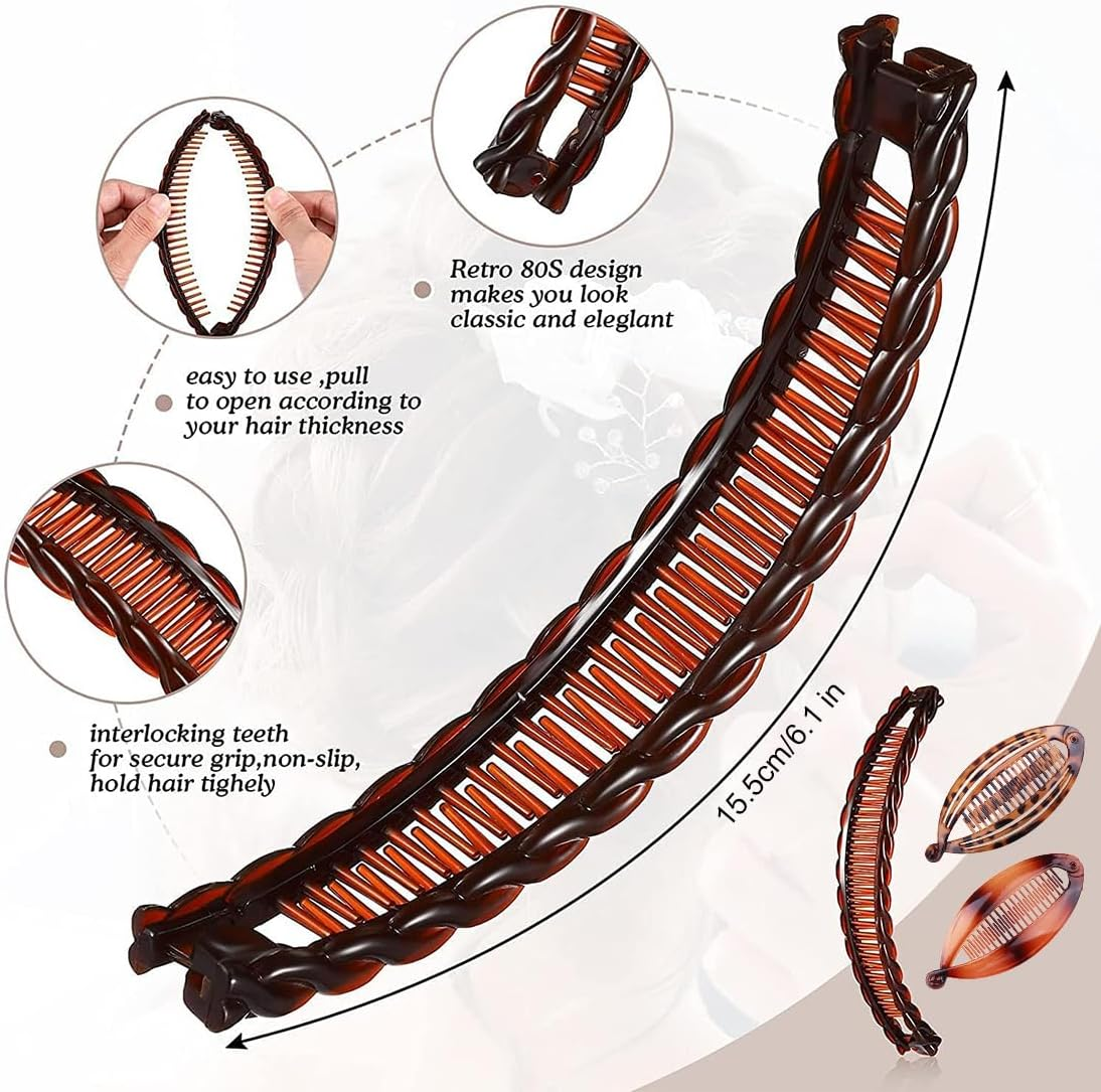 PNPGDYK Banana Hair Clip, Pack of 5 Large Banana Hair Clips, Vintage Banana Hair Clips, Ponytail Hair Clip, for Women and Girls