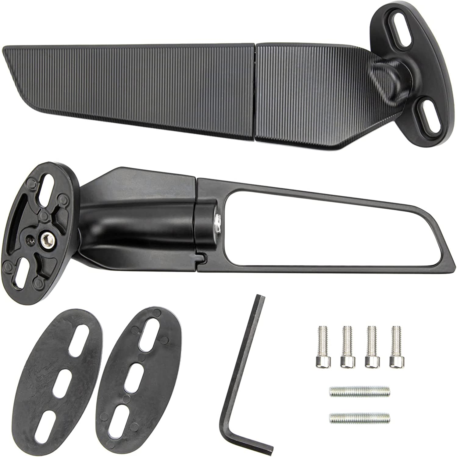 Modified Motorcycle Rearview Mirror Wind Wing, 2Pcs Adjustable Rotating Side Mirrors with Multi Angle, ATV Motorcycle Rearview Mirror Replacement for 250 300 H2 H4 400 650 ZX10R ZX6R ZX-636 image number 3