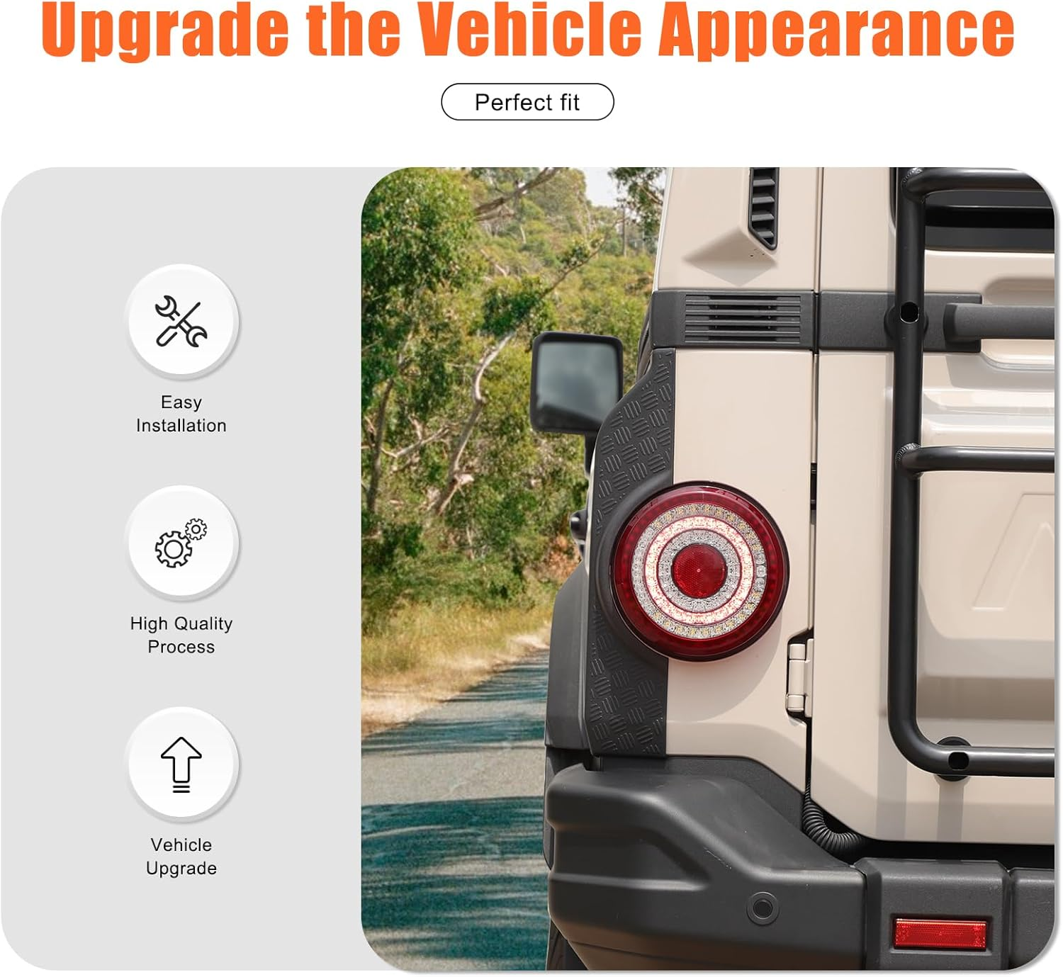 Tumukiw 2PCS Rear Door Armor Corner Guards Compatible with INEOS Grenadier 2022-2025 Accessories, Tail Light Cover Guards Protector Rear Quarter Panel Textured Black Decoration